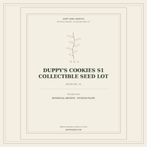 Botanical cover for Duppy's Cookies S1 Collectible Seed Lot